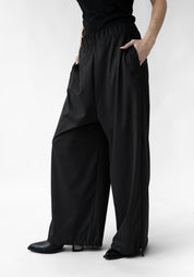 Toggle Detail Faux Suede Drop Seat Pants