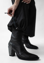 Toggle Detail Faux Suede Drop Seat Pants