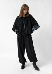 Sun Painted Cuff Zip Faux Suede Hoodie