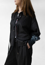 Sun Painted Cuff Zip Faux Suede Hoodie