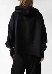 Sun Painted Cuff Zip Faux Suede Hoodie