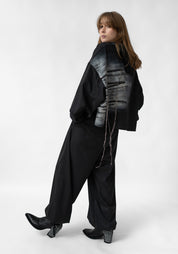 Sun Painted and Embroidered Back Zip Faux Suede Hoodie