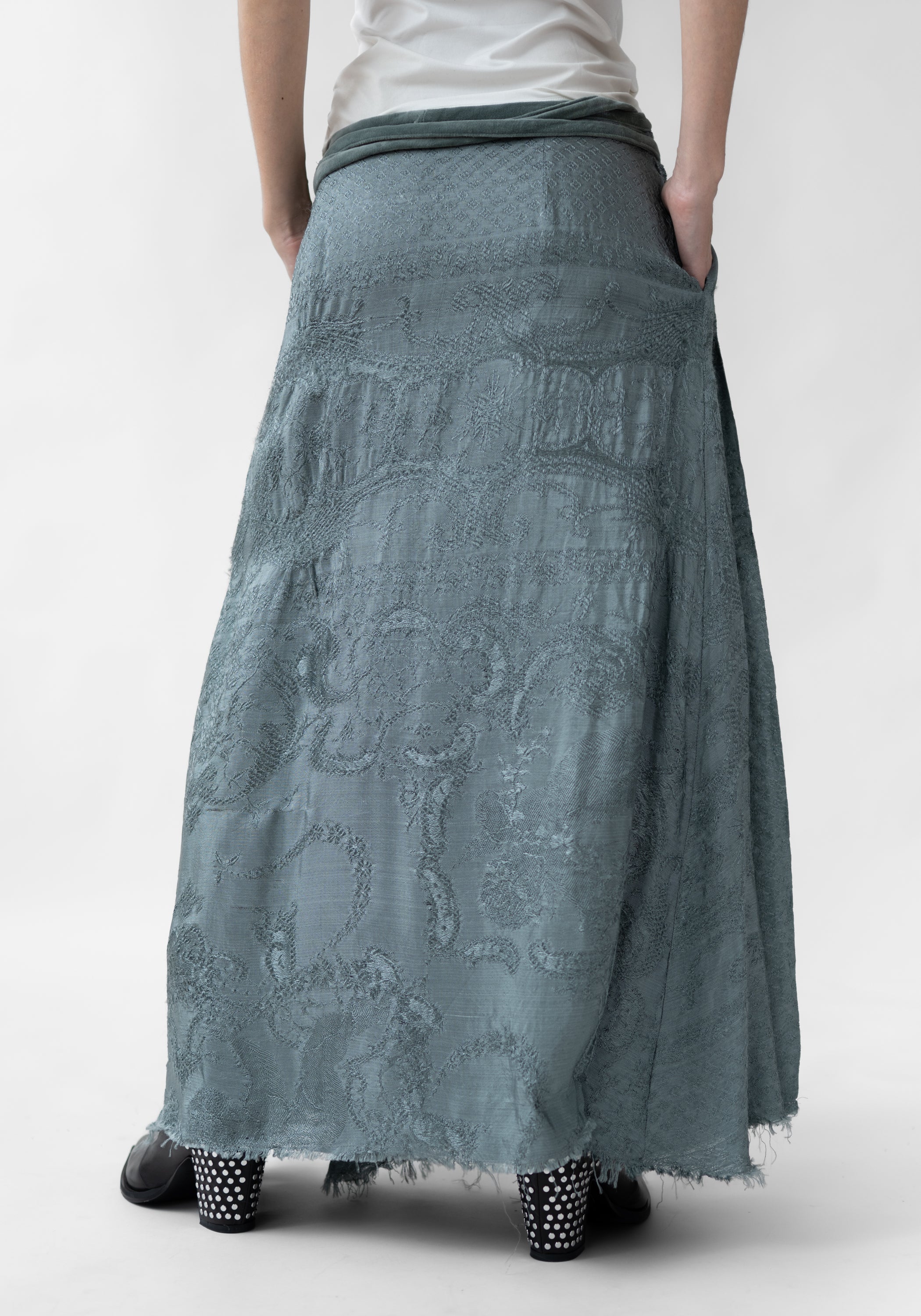 Folia Antique Silk Wrap Maxi Skirt