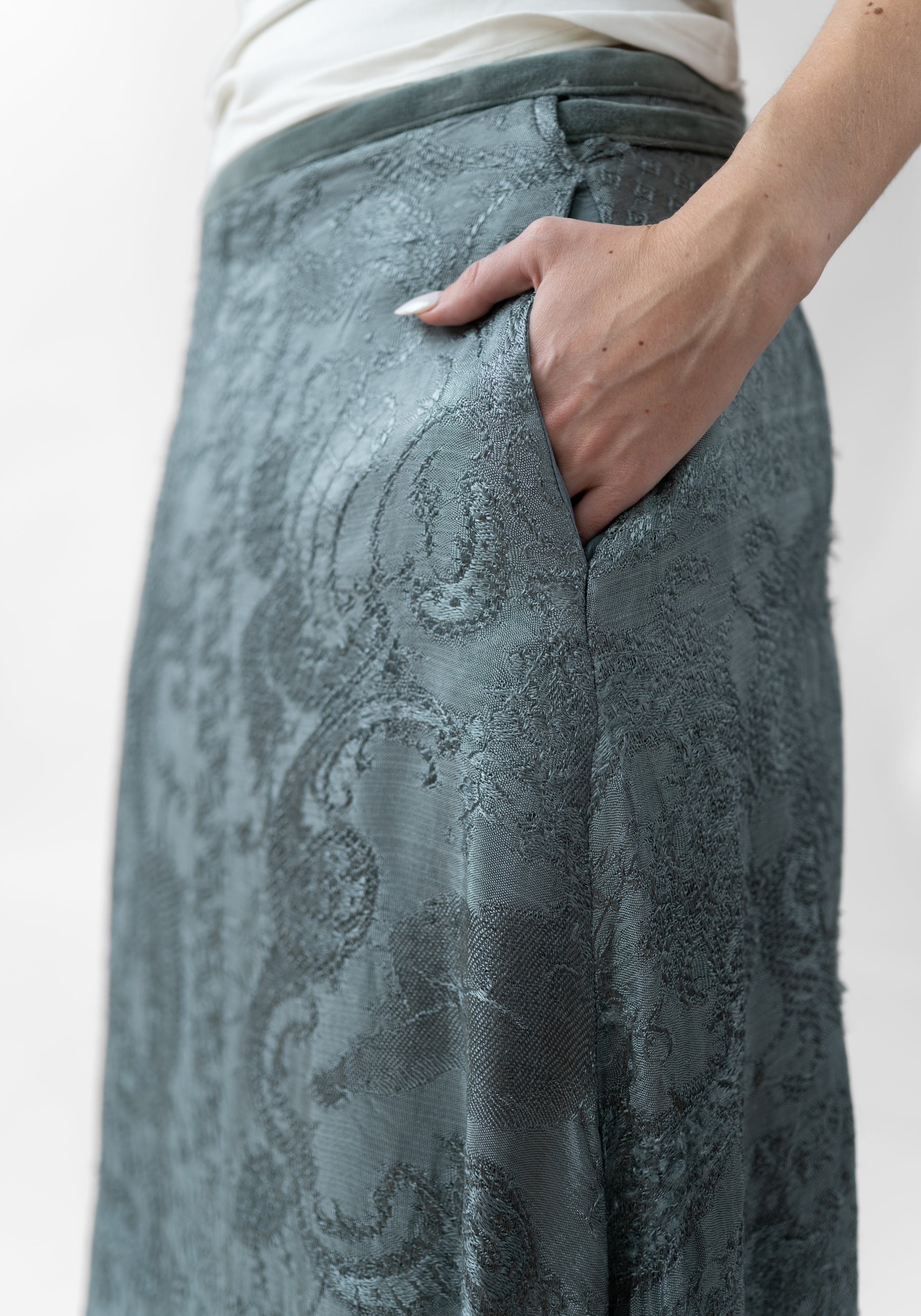 Folia Antique Silk Wrap Maxi Skirt