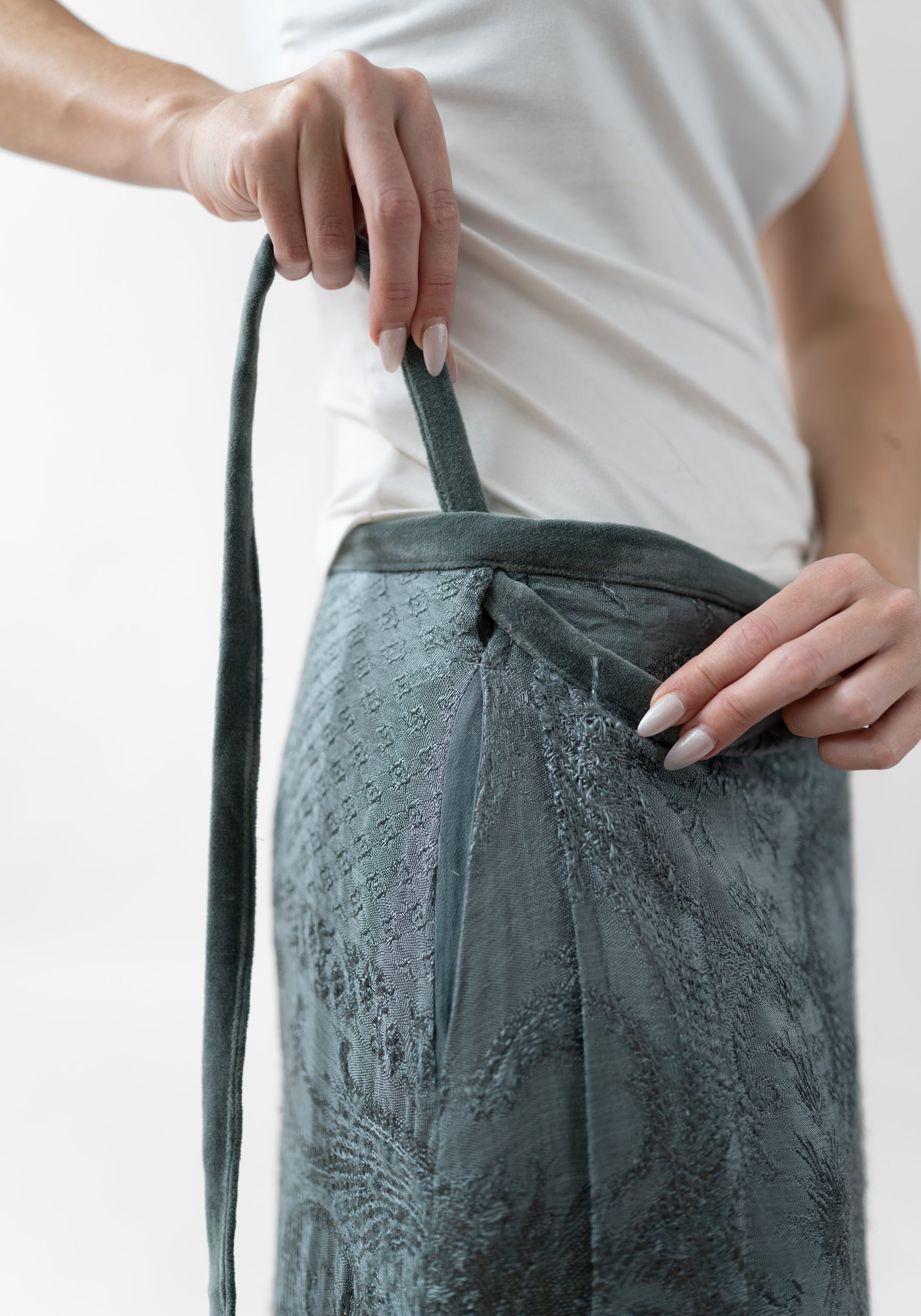 Folia Antique Silk Wrap Maxi Skirt
