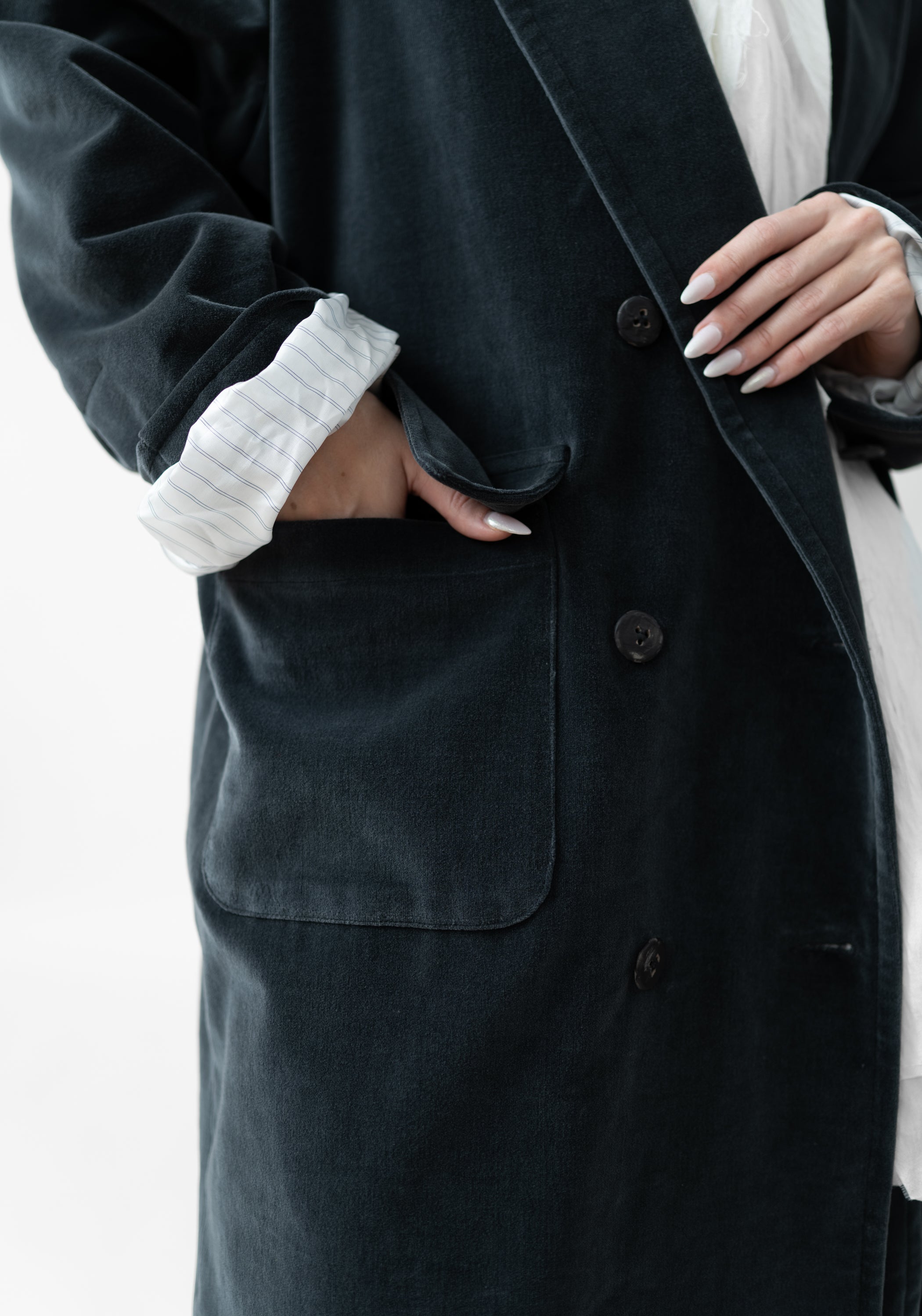Oversized Velvet Maxi Jacket