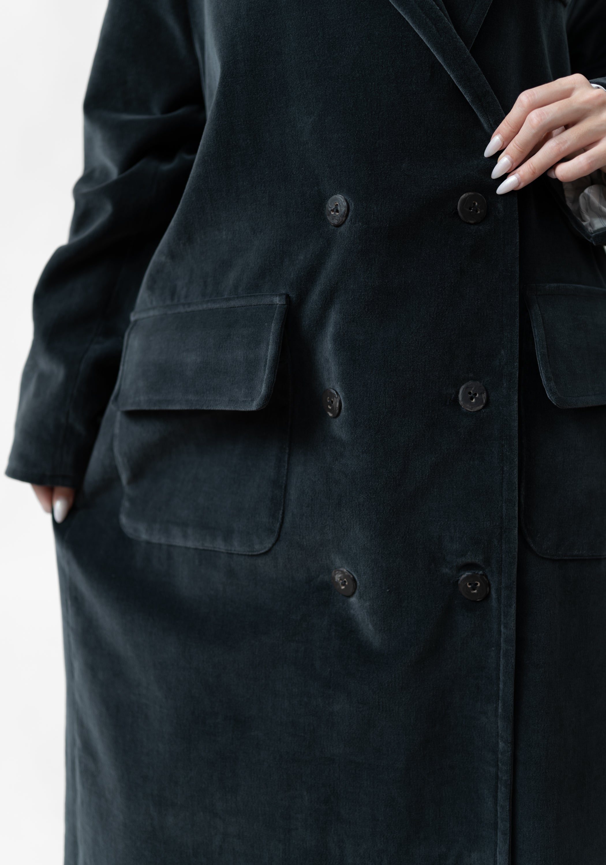 Oversized Velvet Maxi Jacket