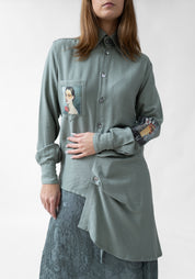 Asymmetric Button Front Blouse