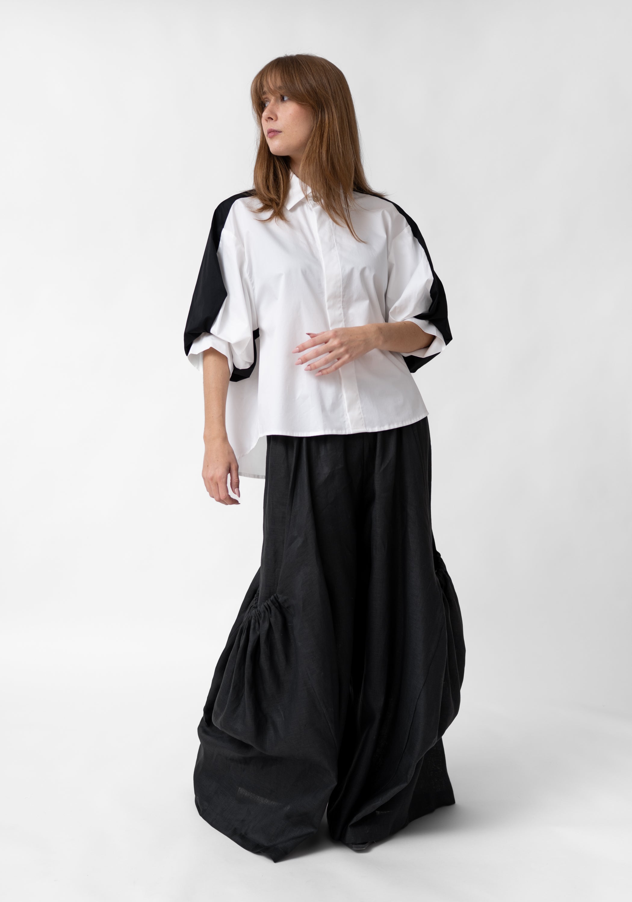 Cotton Balloon Sleeve Blouse