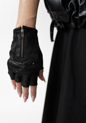 Zip Detail Moto Fingerless Gloves
