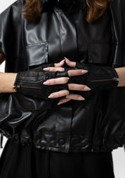 Zip Detail Moto Fingerless Gloves