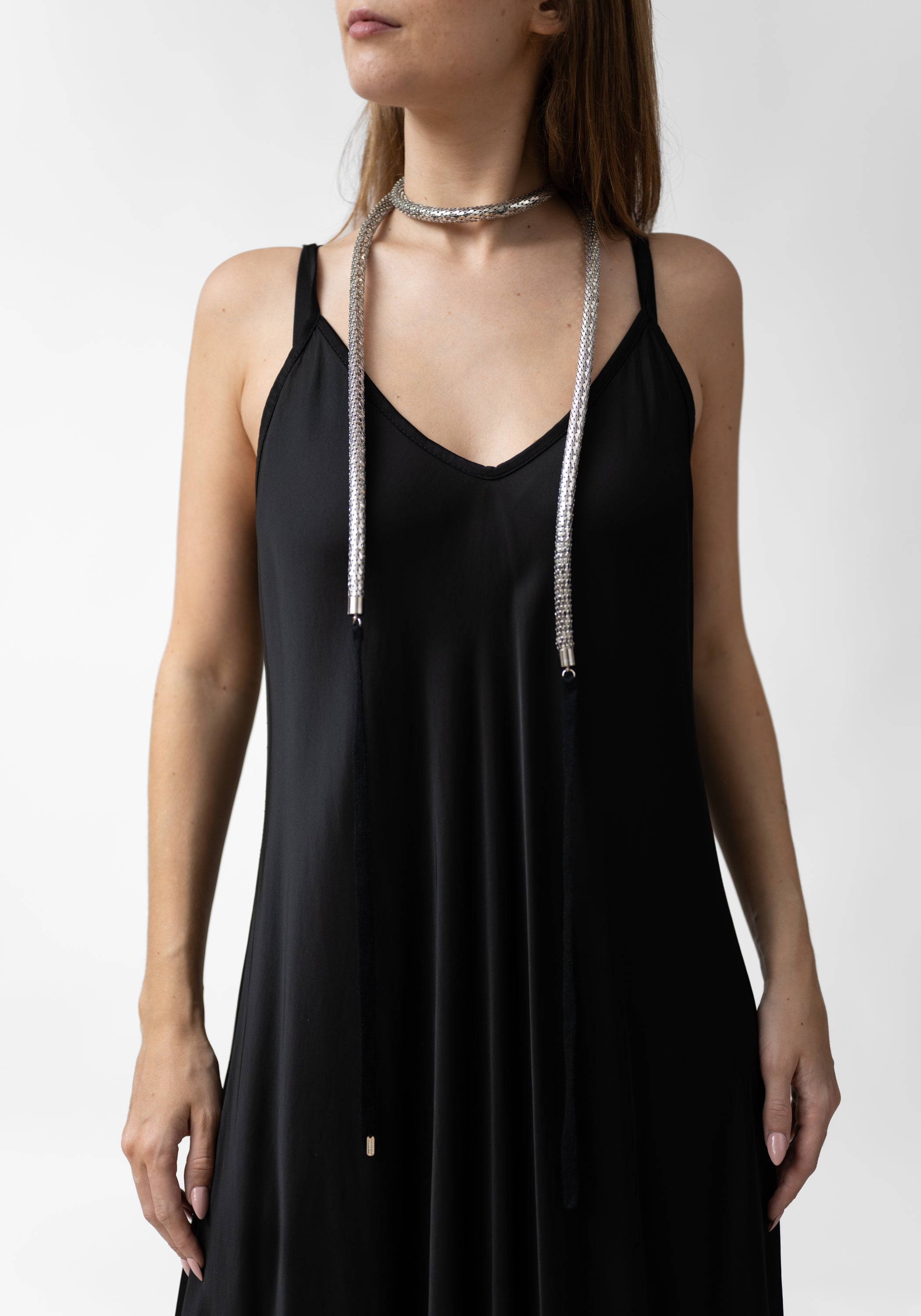 Stainless Scales Cashmere Tie Necklace/Choker