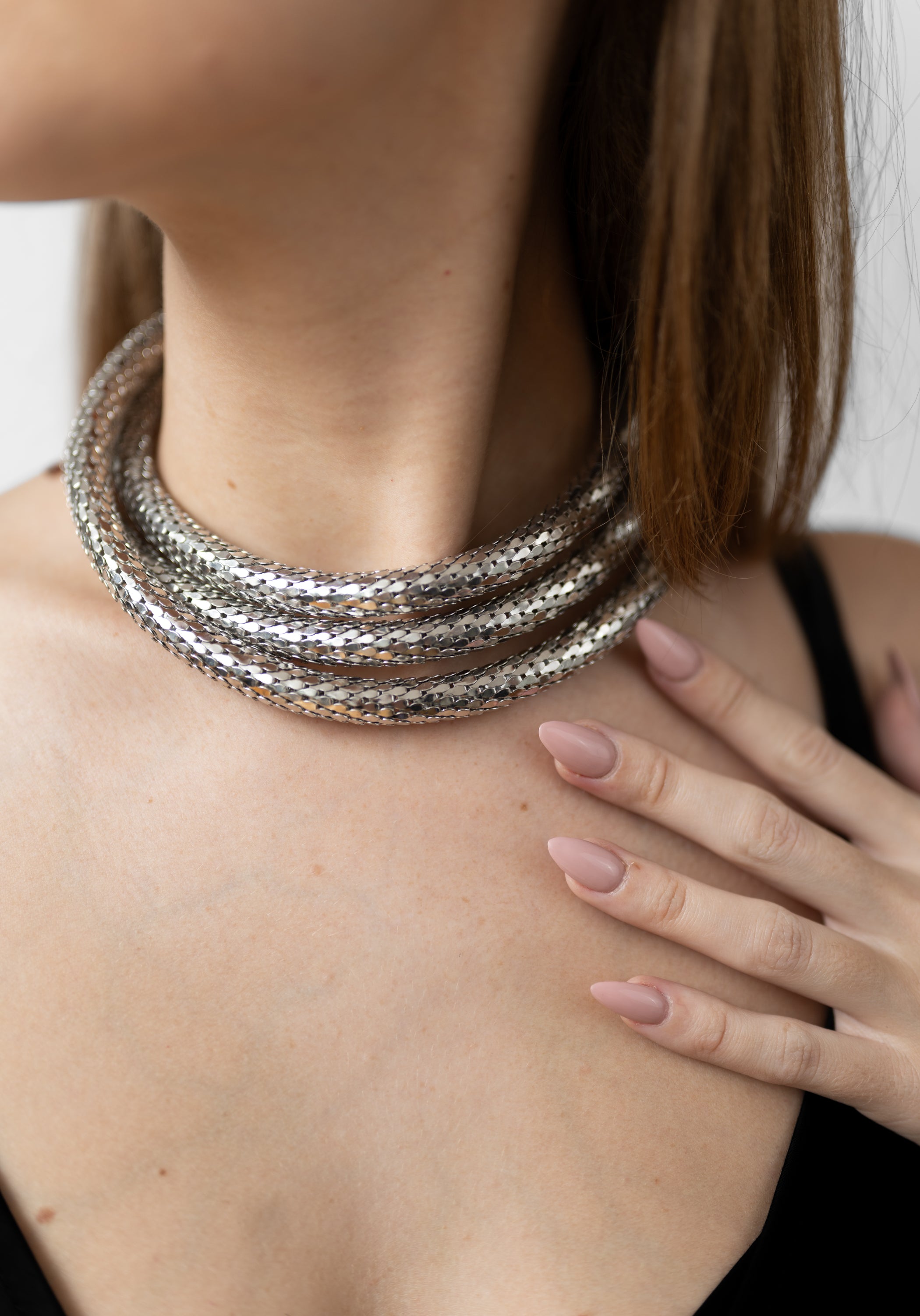 Stainless Scales Cashmere Tie Necklace/Choker
