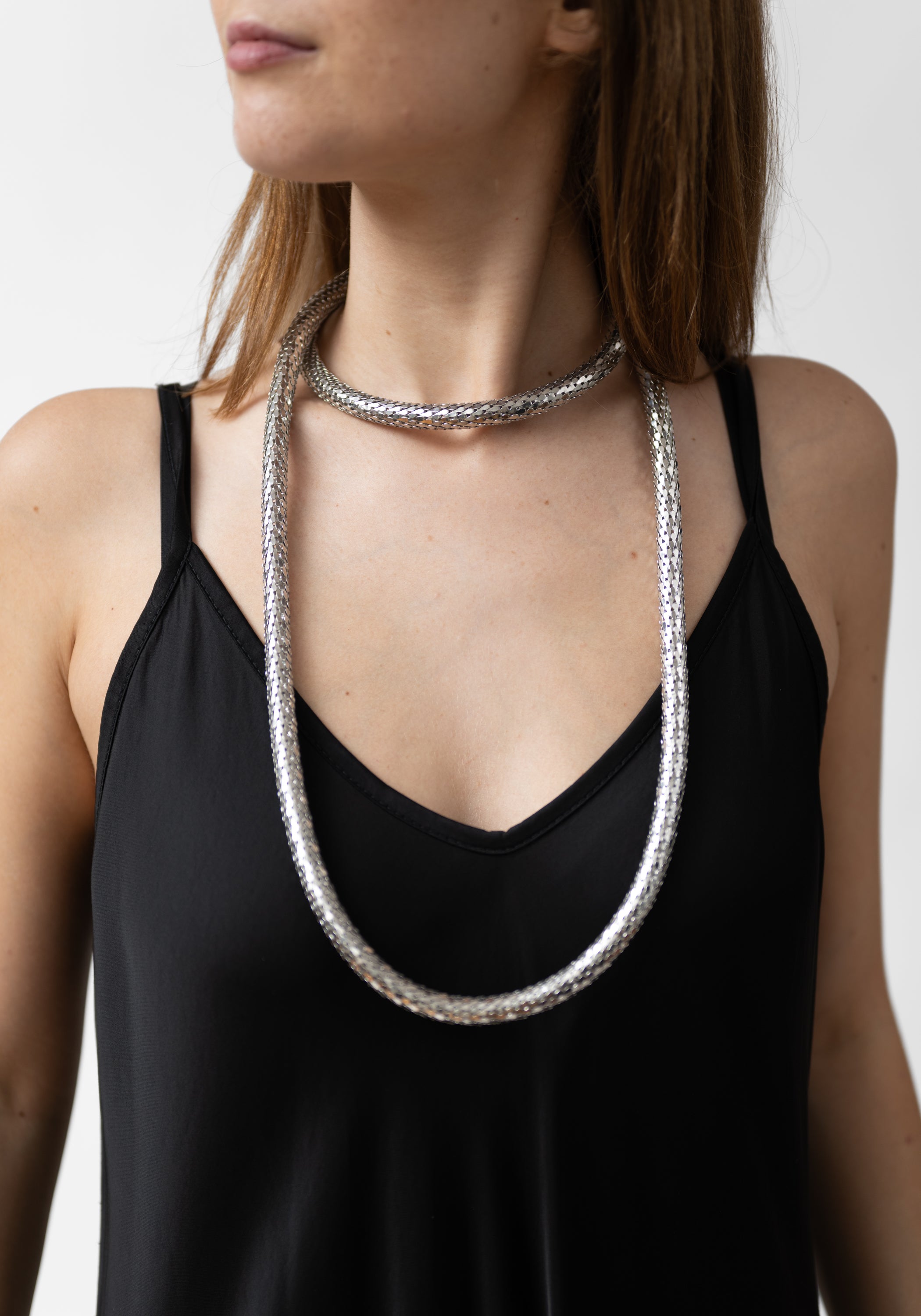 Stainless Scales Cashmere Tie Necklace/Choker