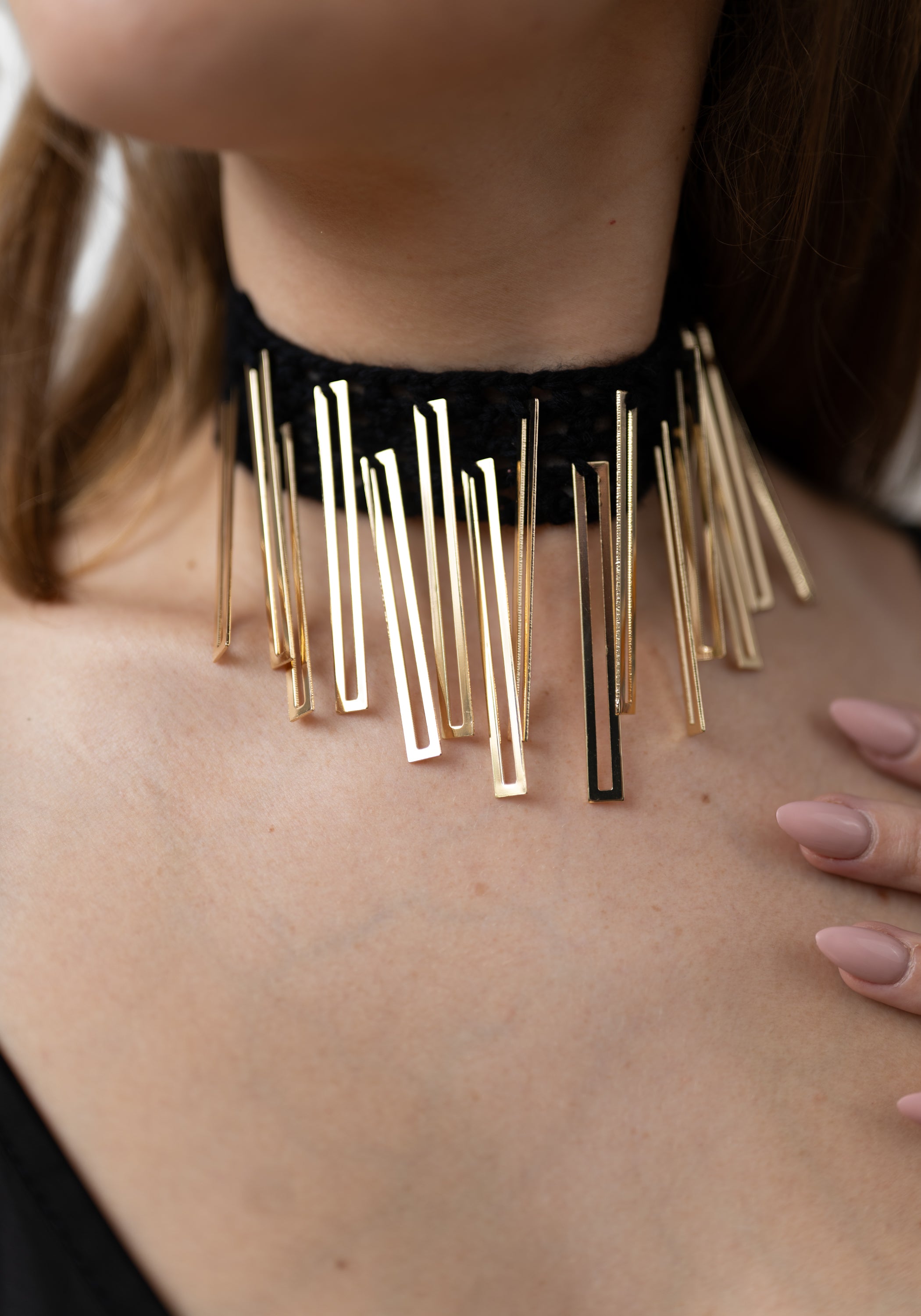 Gilded Geometry Cashmere Choker