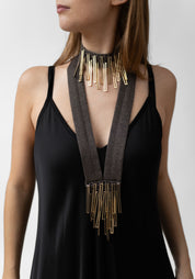 Gilded Geometry Cashmere Necklace