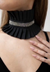 Crystal Studded Cashmere Ruff Choker