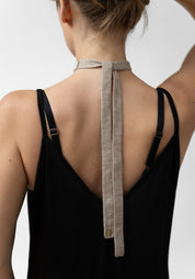Crystal and Ball Chain Detail Cashmere Choker