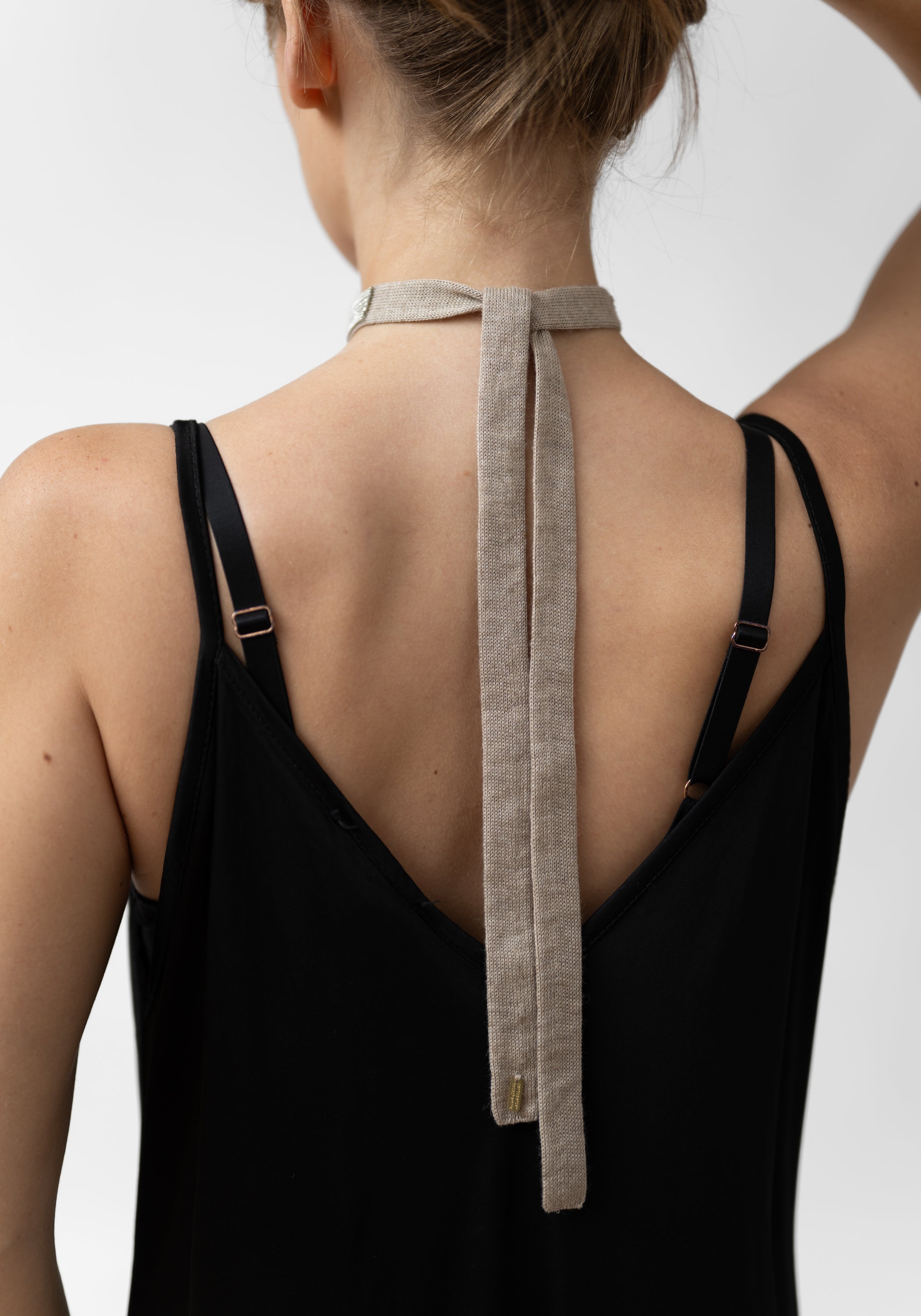 Crystal and Ball Chain Detail Cashmere Choker