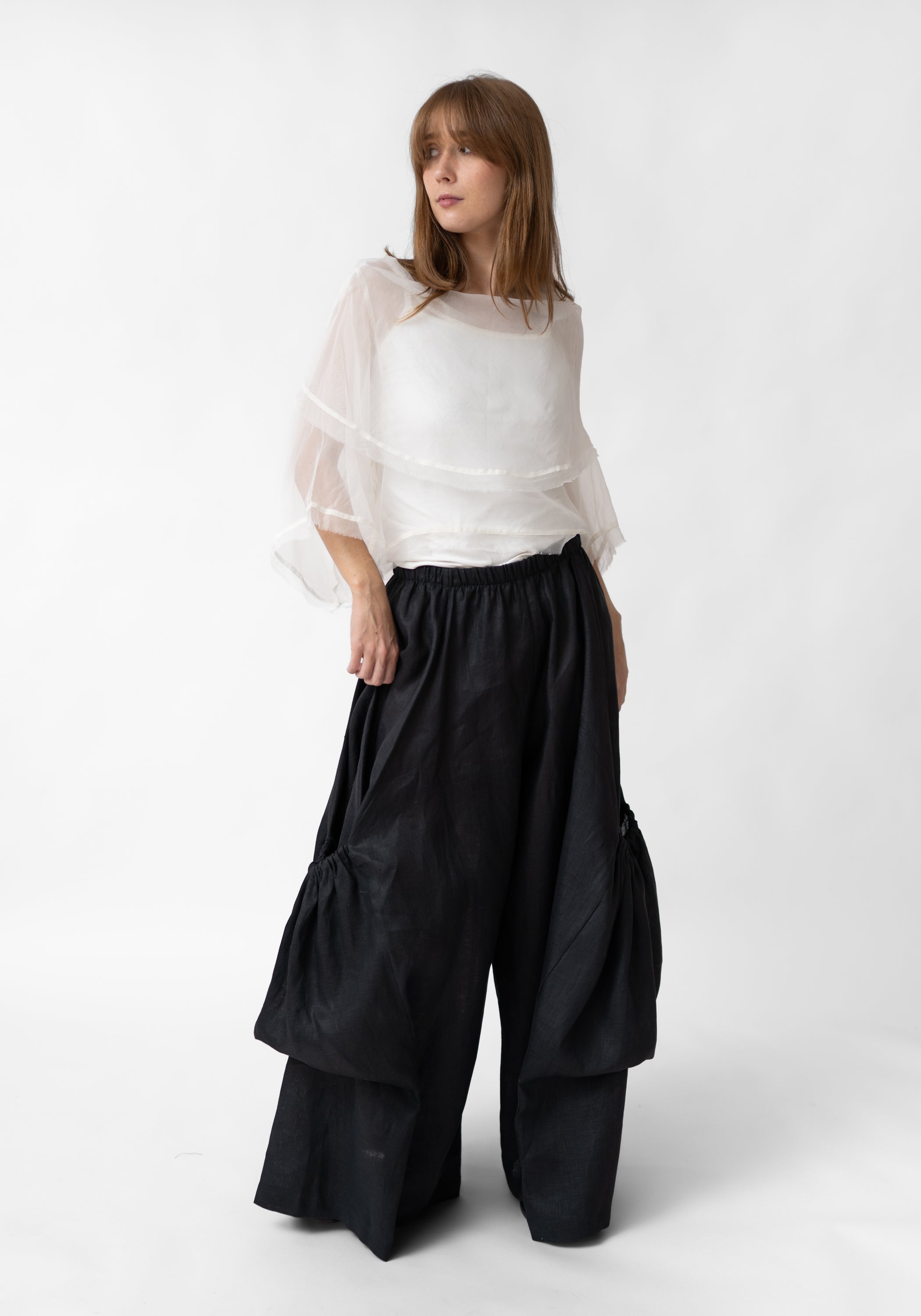 Organza Cowl Neck Pullover Blouse