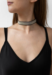 Crystal and Ball Chain Detail Cashmere Choker