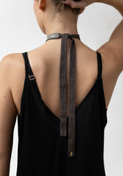 Crystal and Ball Chain Detail Cashmere Choker