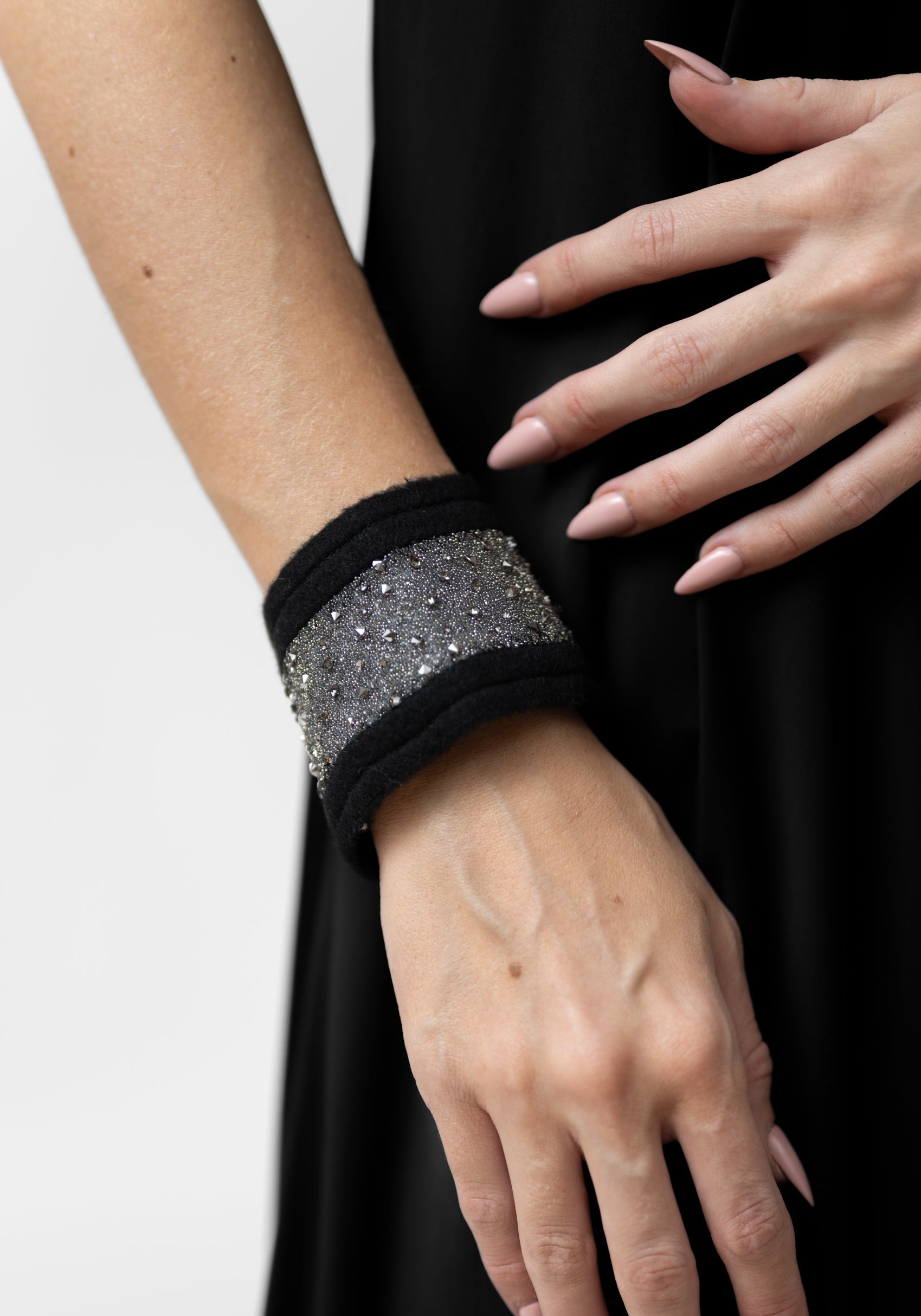 Crystal Studded Cashmere Cuff