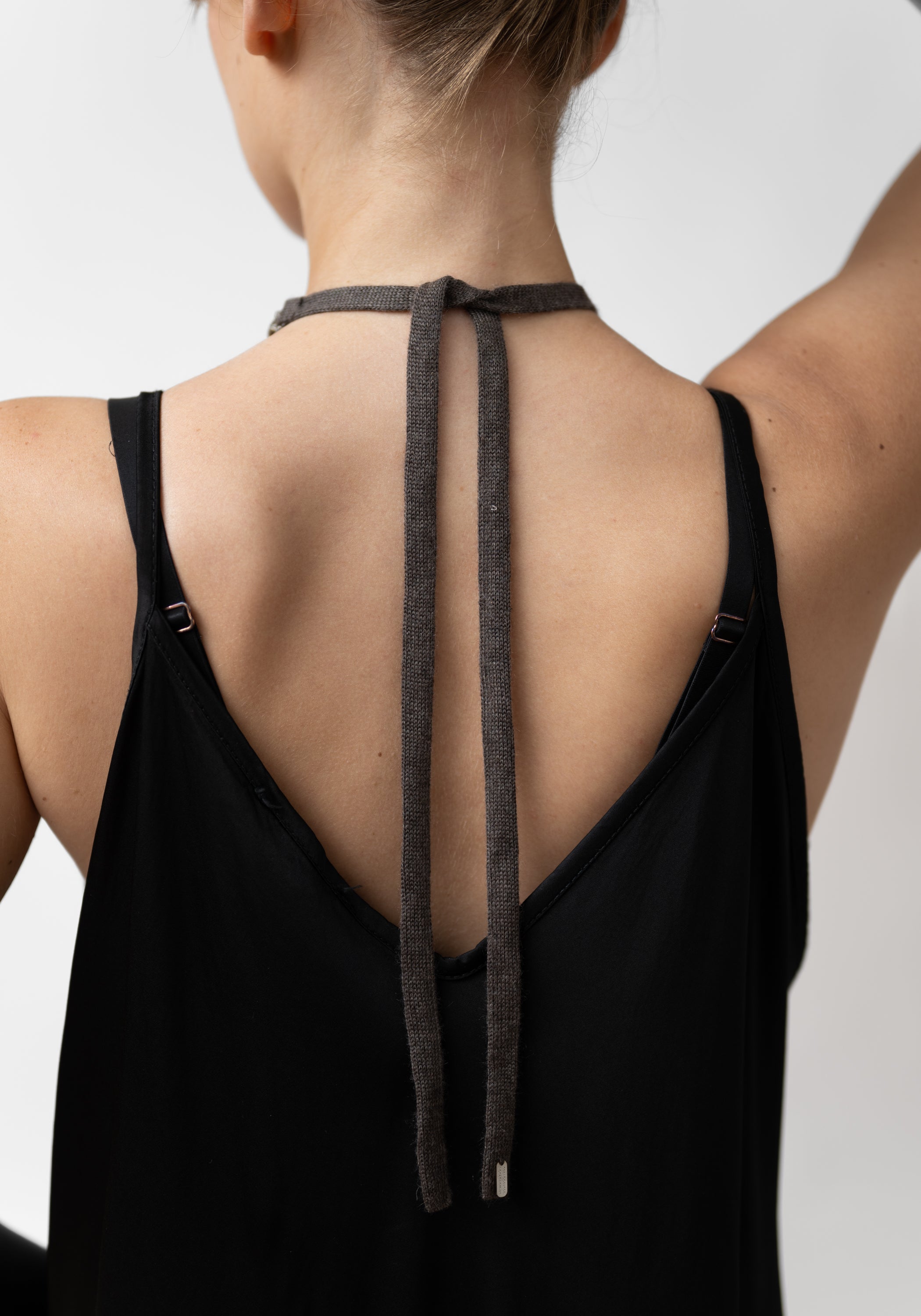 Crystal Studded Mesh and Brass Chain Cashmere Choker