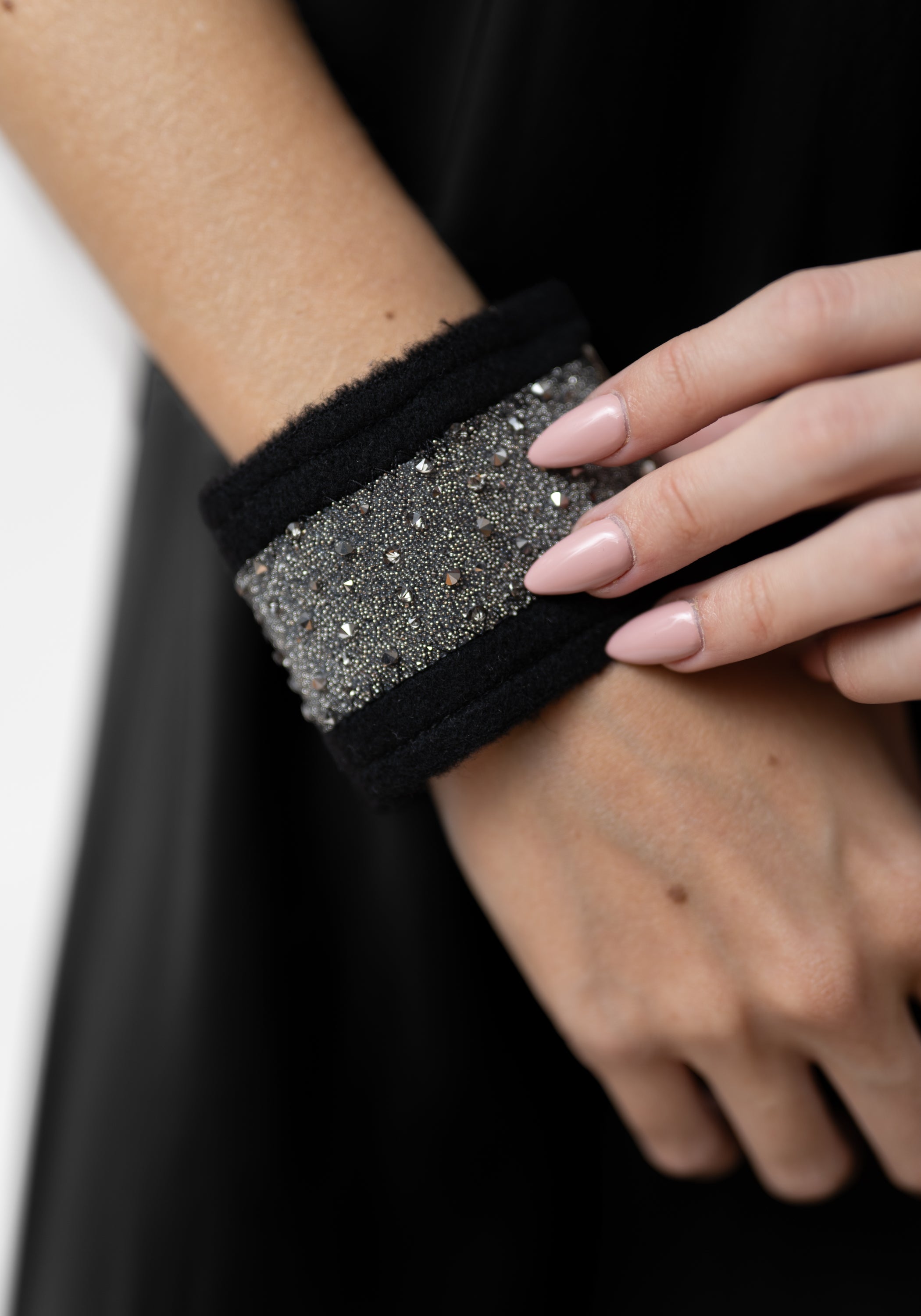 Crystal Studded Cashmere Cuff