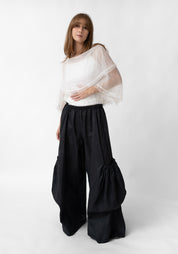 Organza Cowl Neck Pullover Blouse