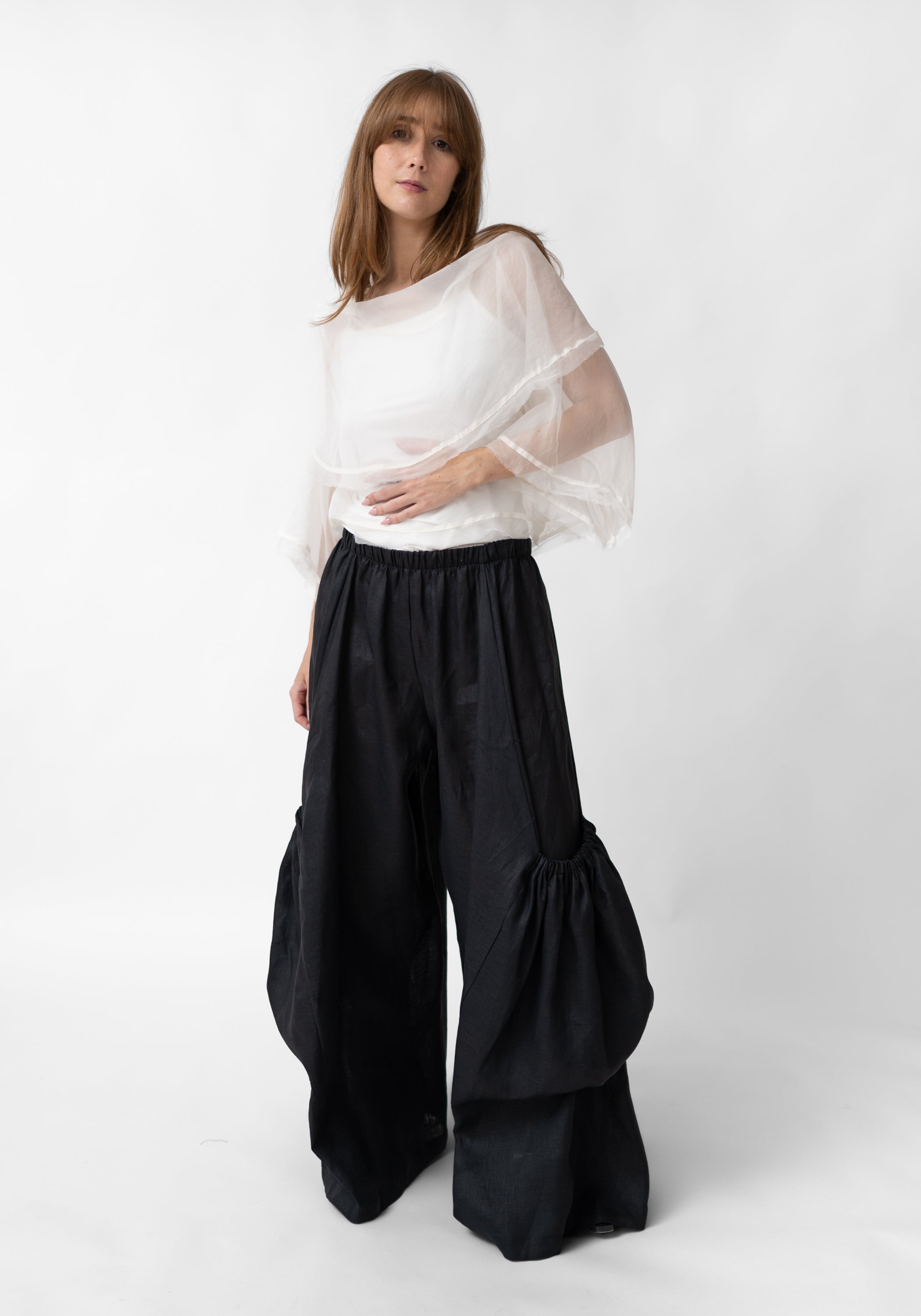 Organza Cowl Neck Pullover Blouse