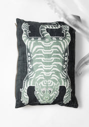Jade Tibetan Tiger Velvet Pillow
