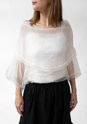 Organza Cowl Neck Pullover Blouse