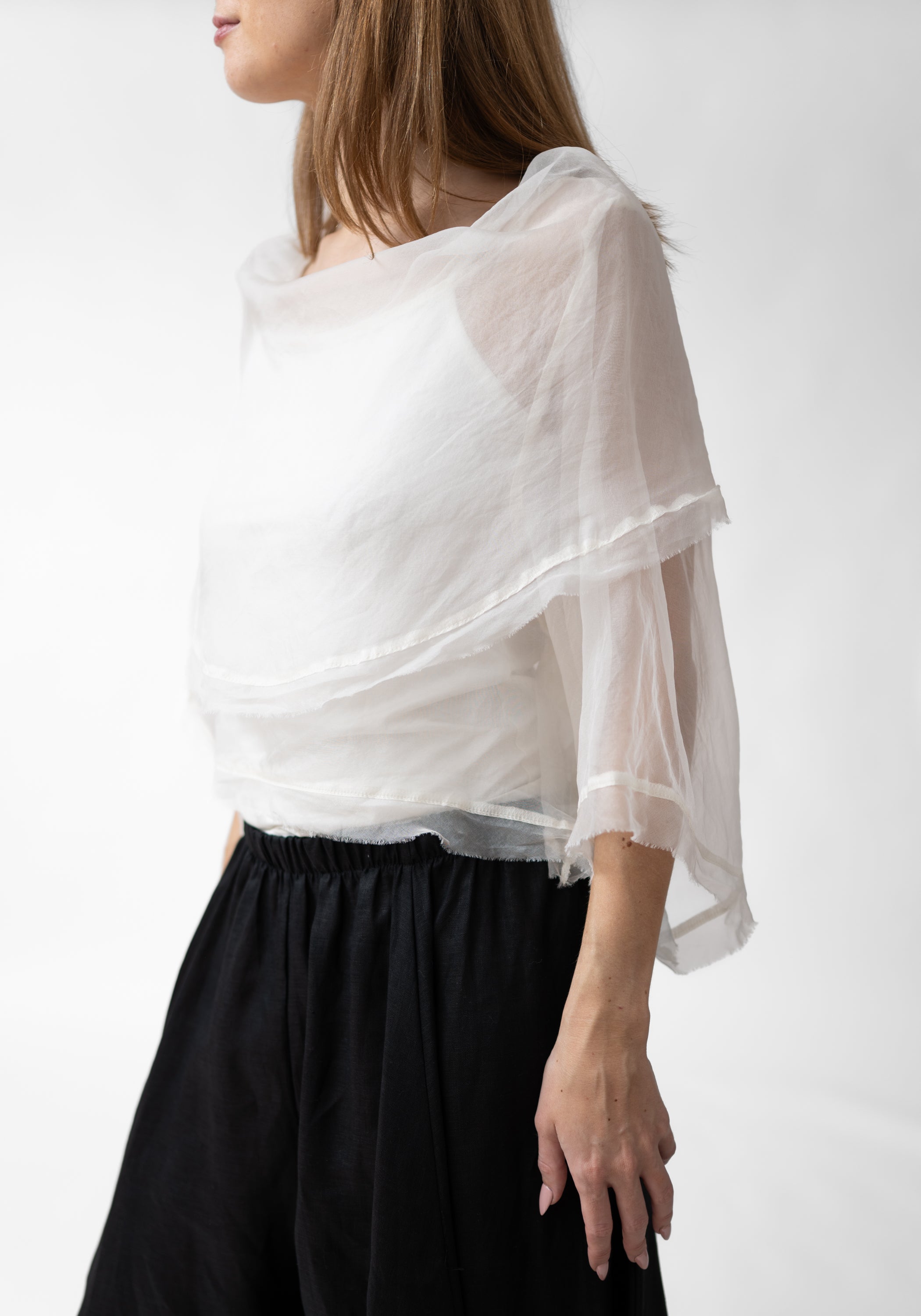 Organza Cowl Neck Pullover Blouse