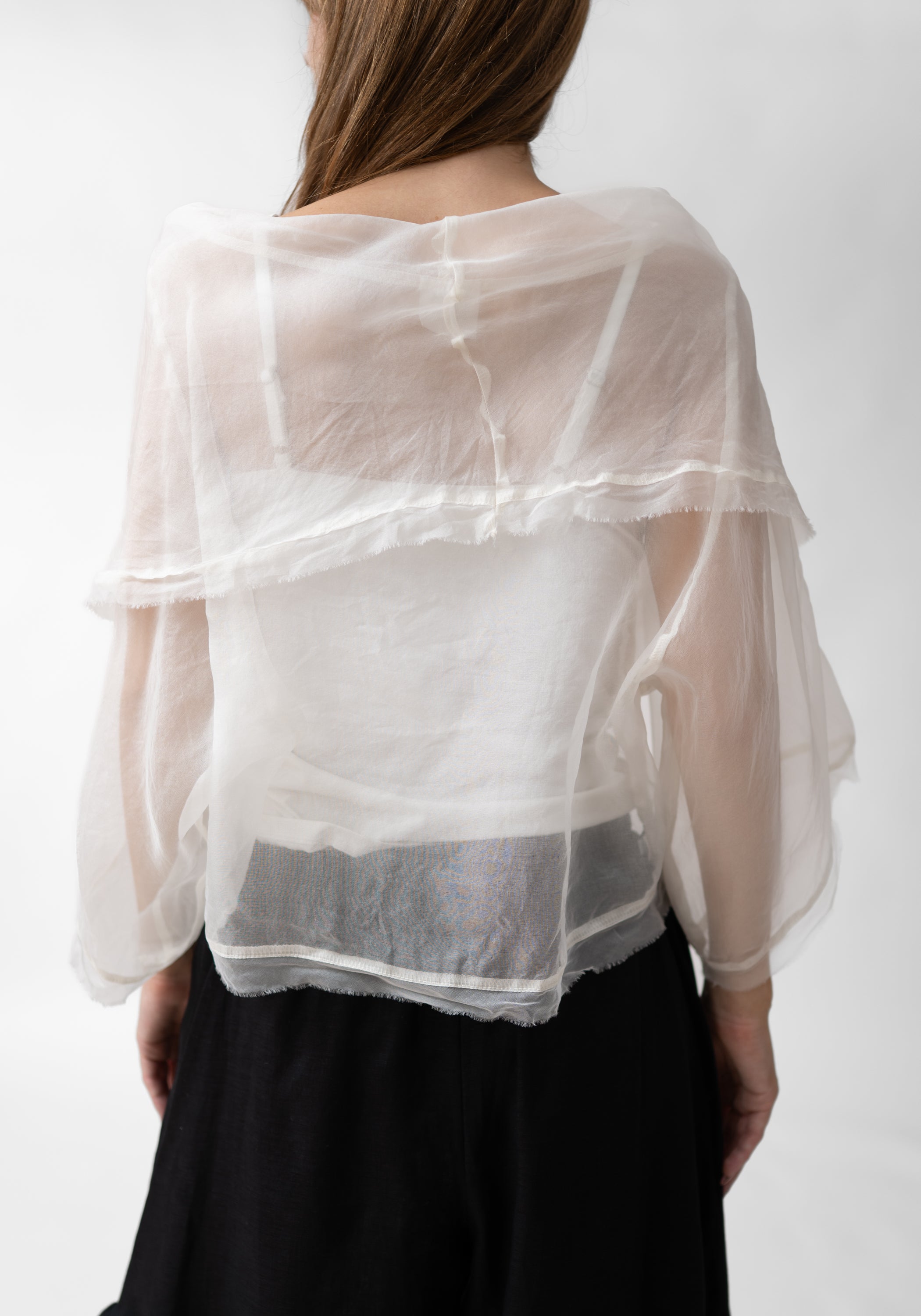 Organza Cowl Neck Pullover Blouse