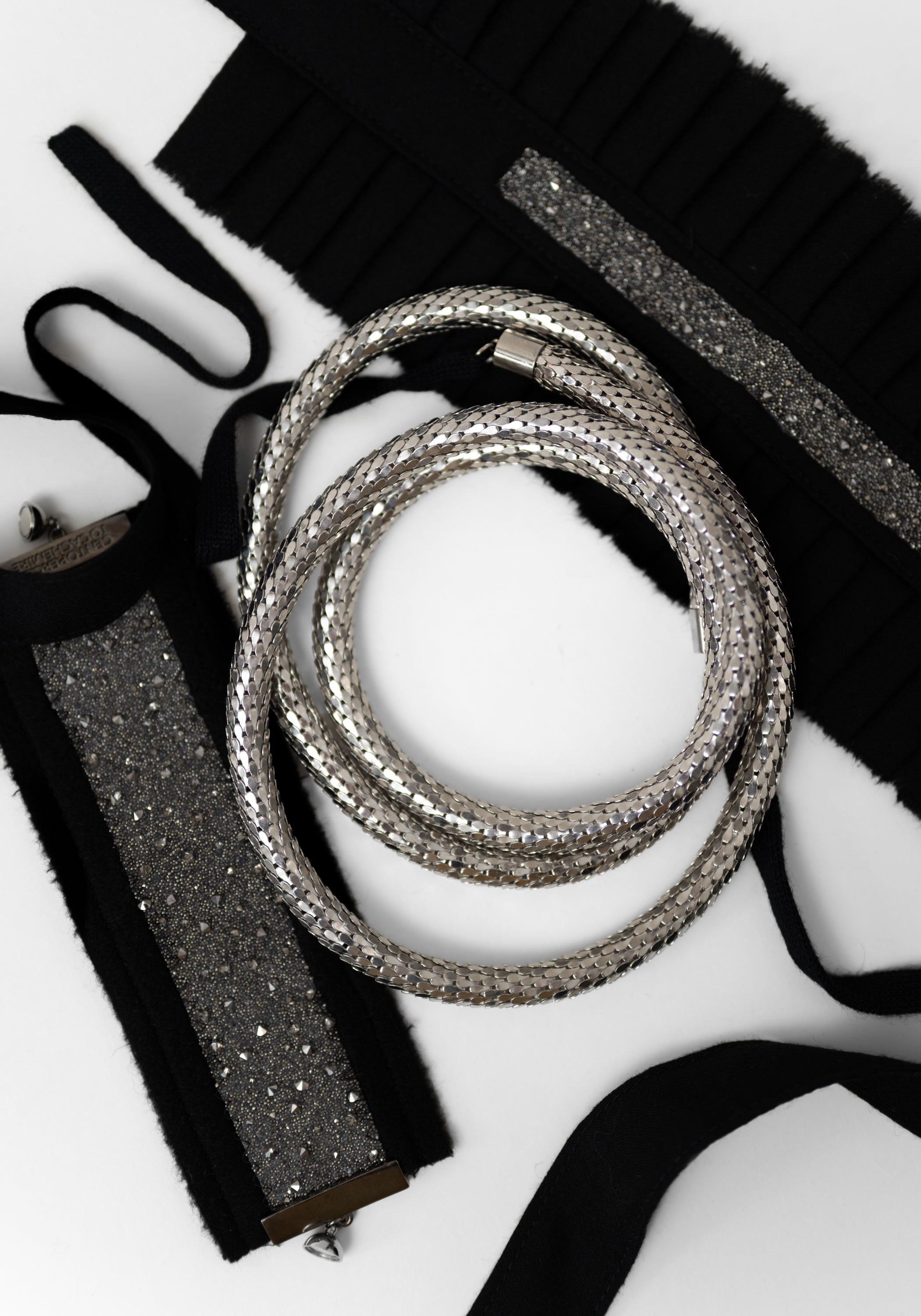 Crystal Studded Cashmere Ruff Choker
