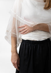 Organza Cowl Neck Pullover Blouse