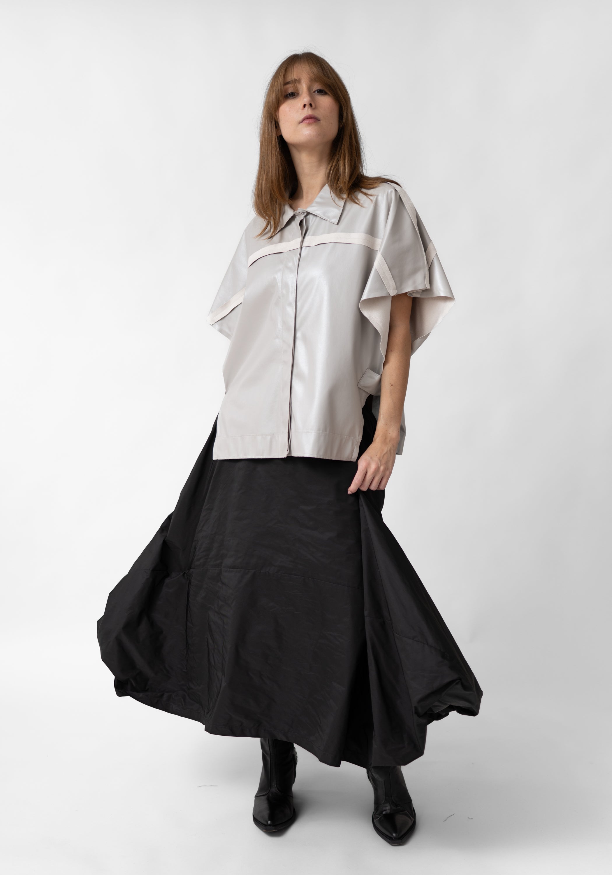 Faux Leather Vented Crop Sleeve Jacket