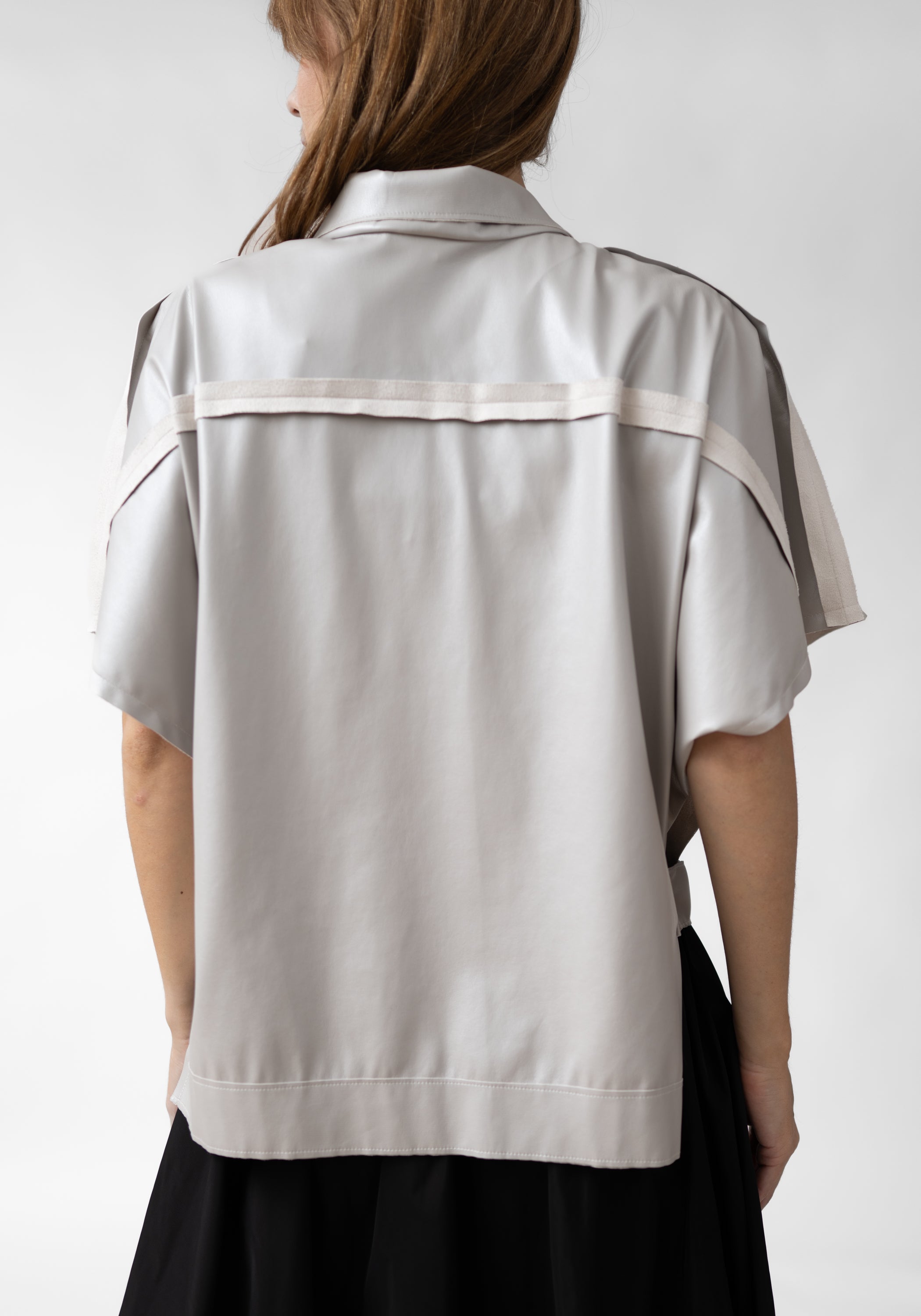 Faux Leather Vented Crop Sleeve Jacket