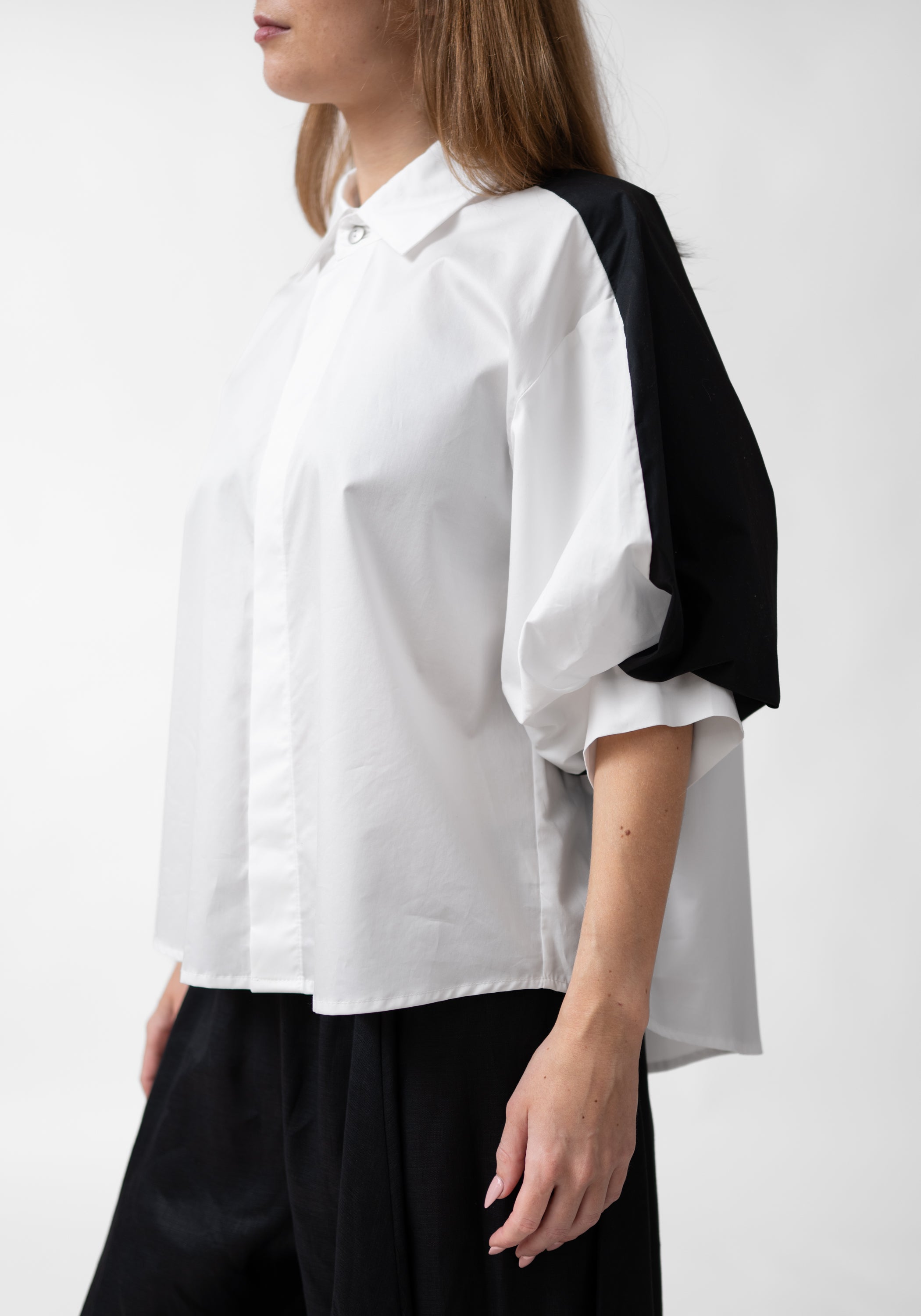 Cotton Balloon Sleeve Blouse