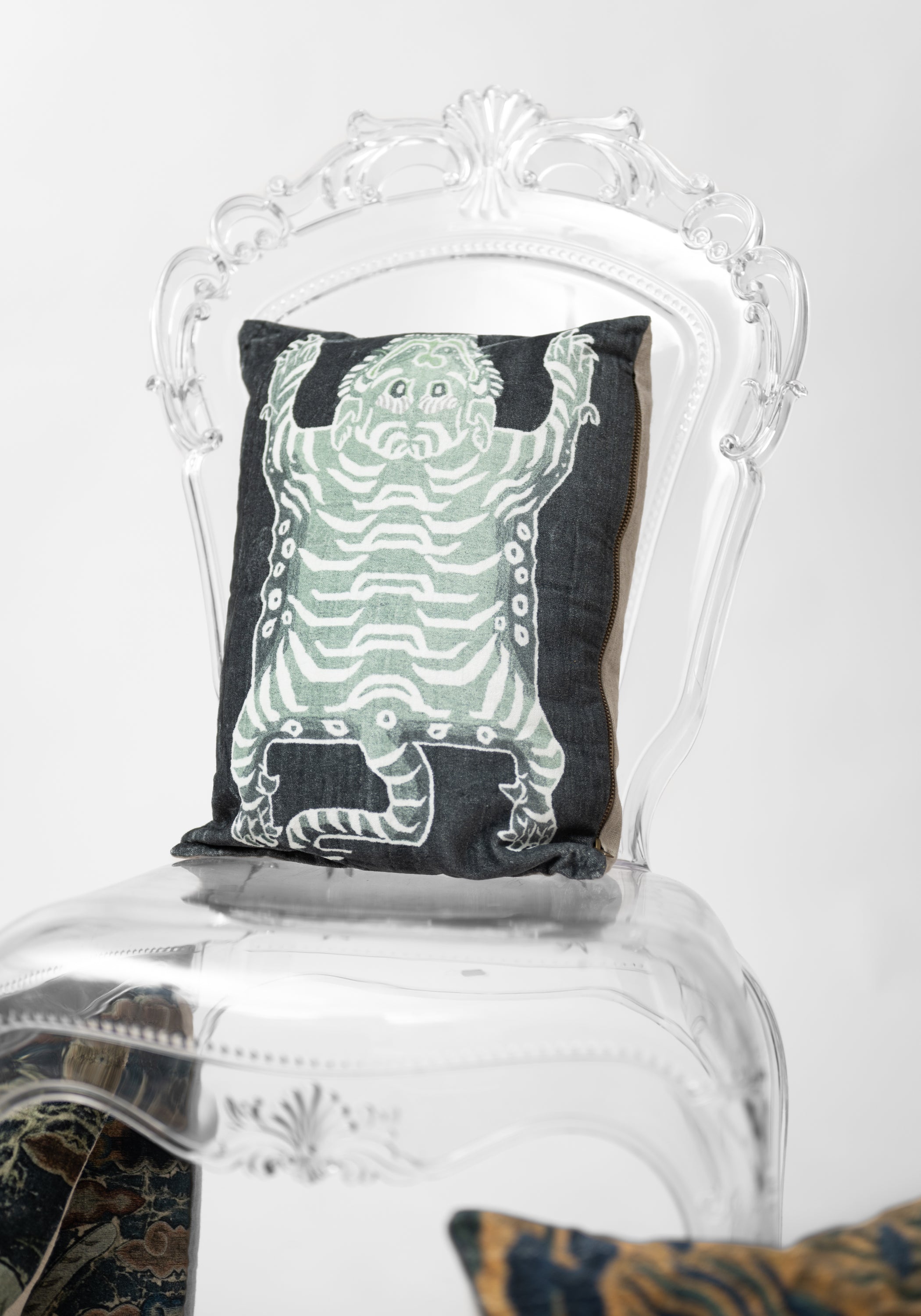Jade Tibetan Tiger Velvet Pillow