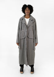 Oversized Transformable Wool Blend Checked Jacket