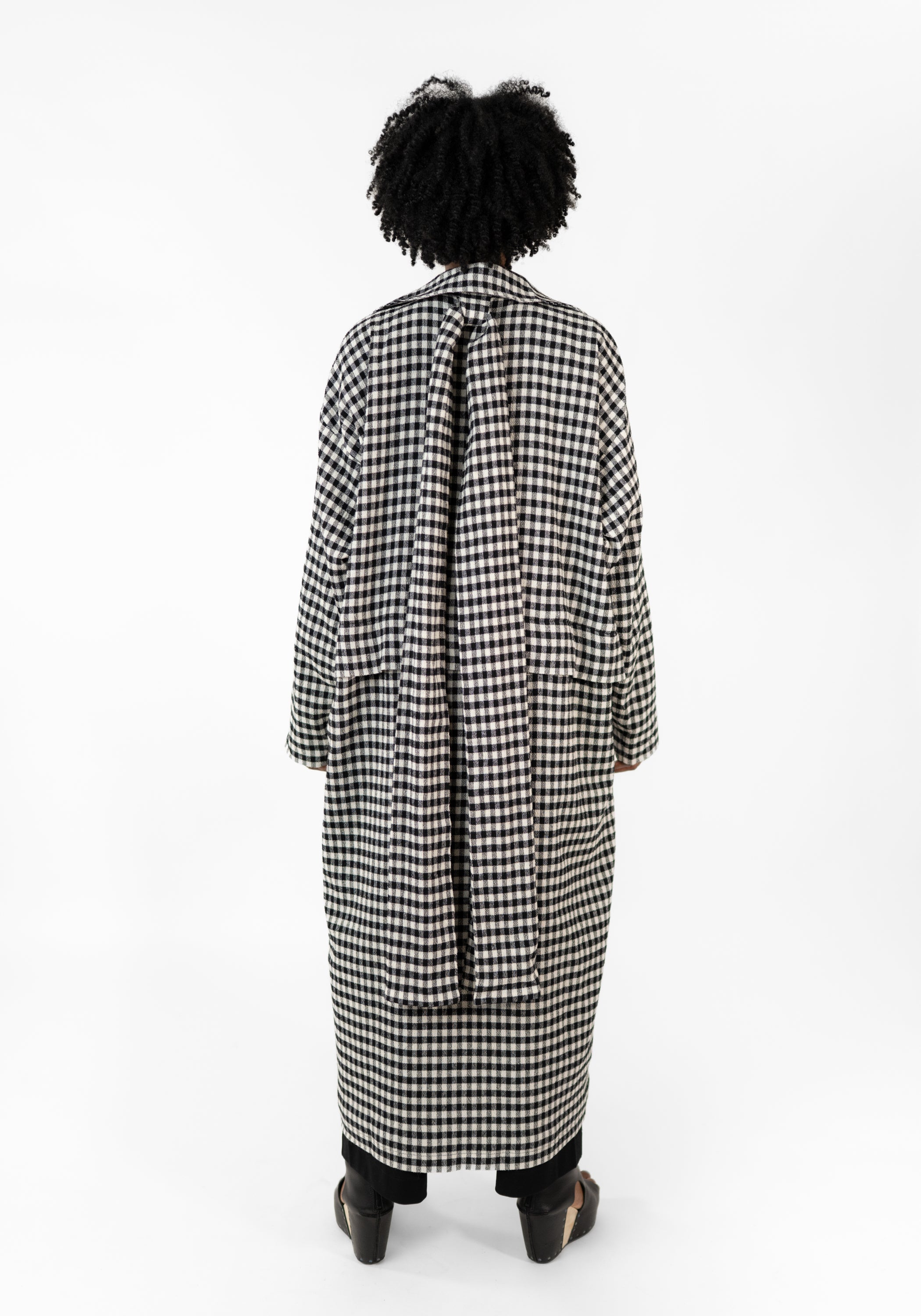 Oversized Transformable Wool Blend Checked Jacket