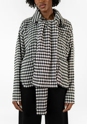 Oversized Transformable Wool Blend Checked Jacket