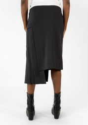 Pleat Detail Stretch Midi Skirt