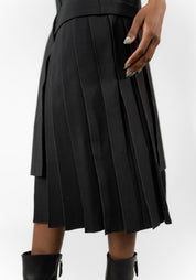 Pleat Detail Stretch Midi Skirt