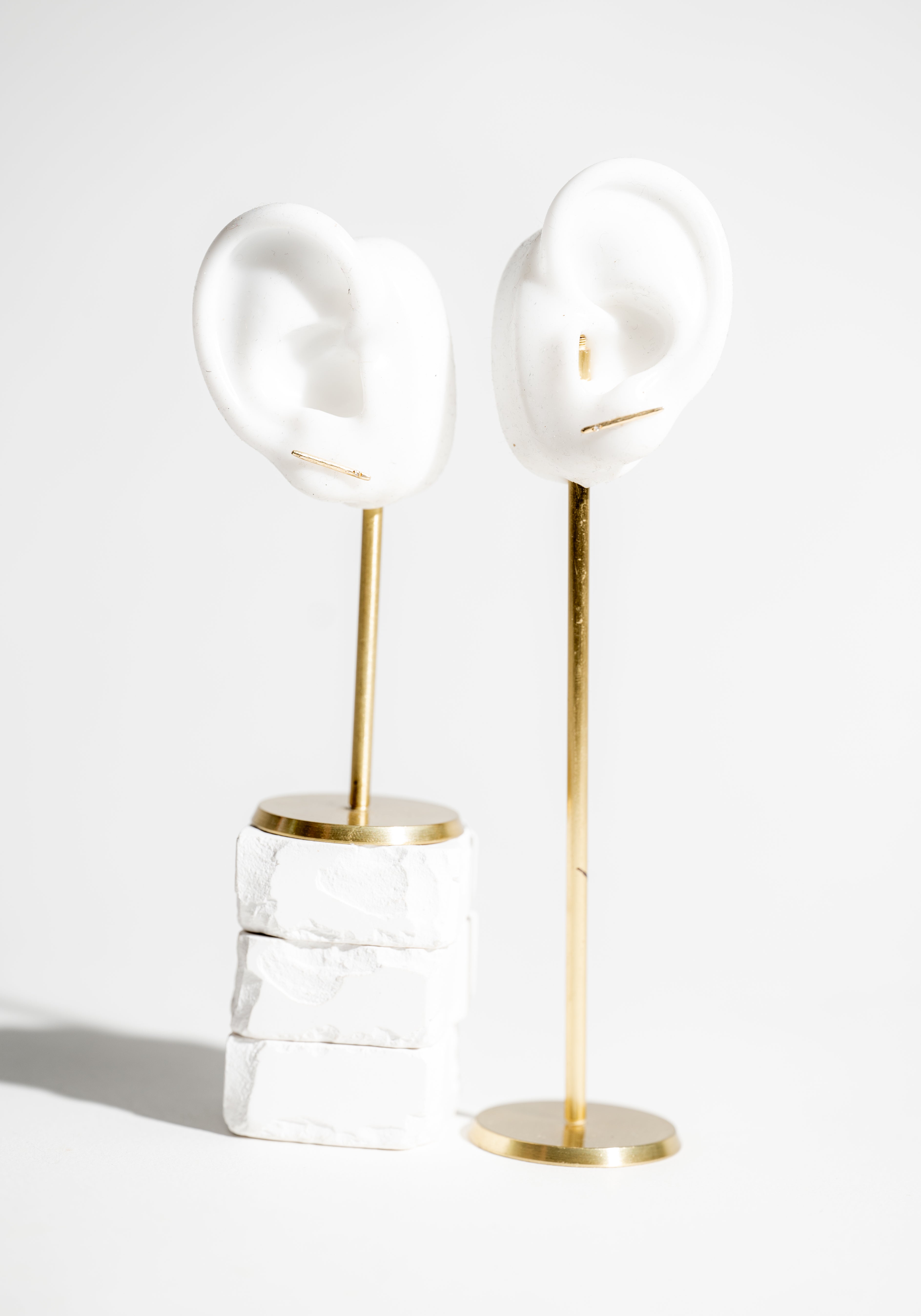 14K Gold and Diamond Stick Studs