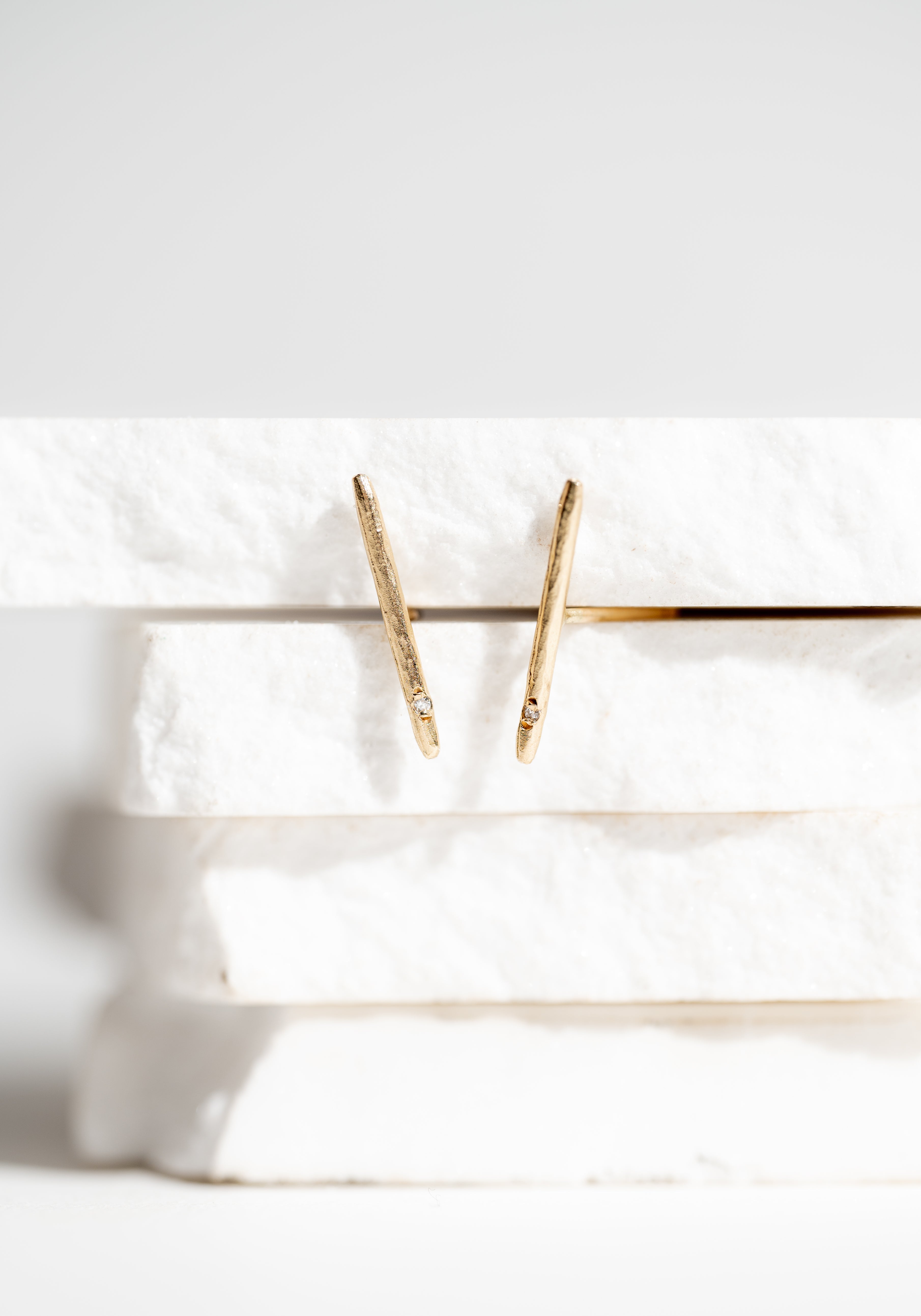 14K Gold and Diamond Stick Studs
