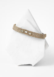 Gold Plated Woven Gold and Silver Tone Polki Diamond Bracelet