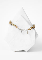 Gold Plated Woven Gold and Silver Tone Polki Diamond Bracelet